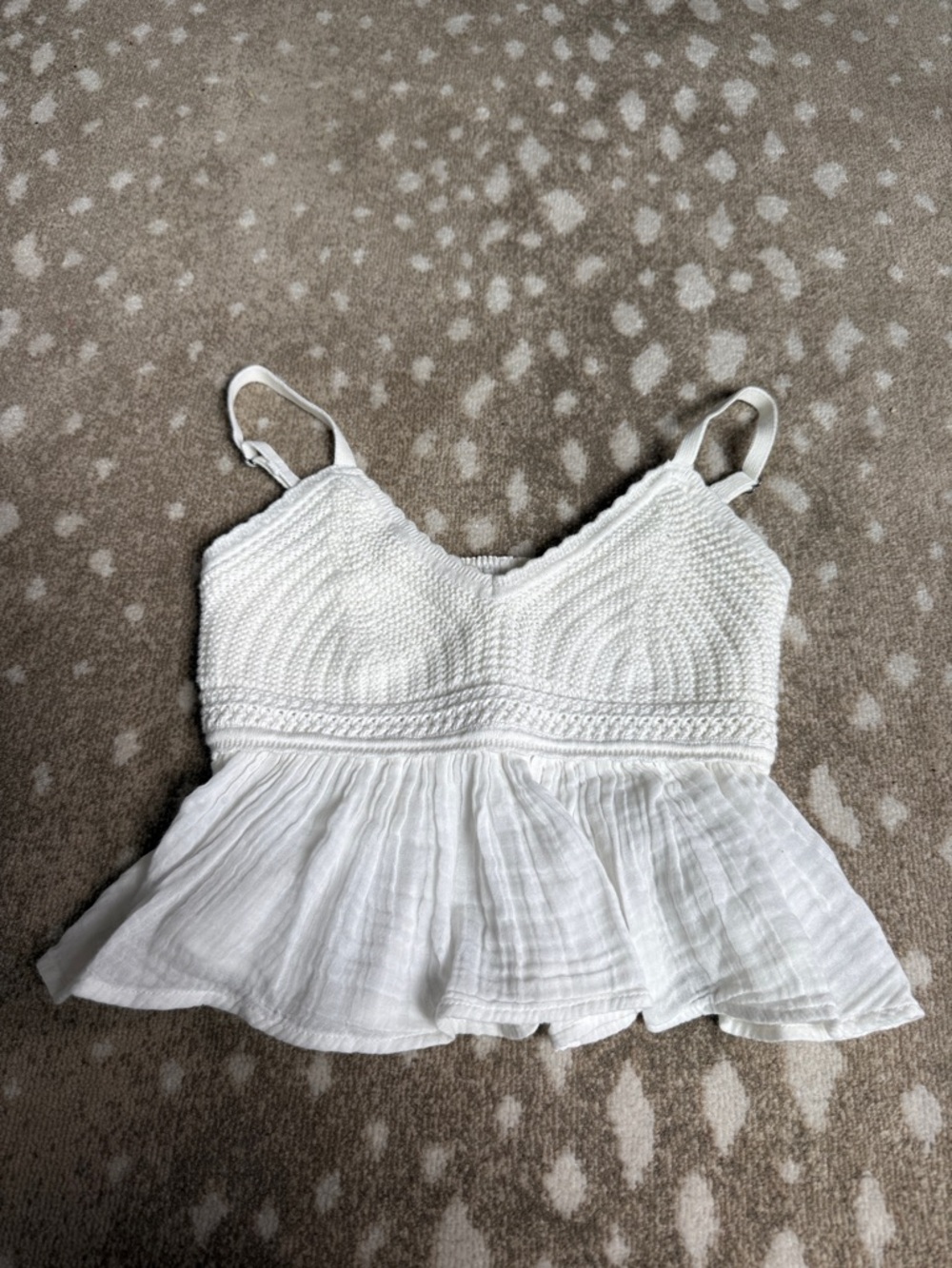 Hollister White Crochet Peplum Camisole